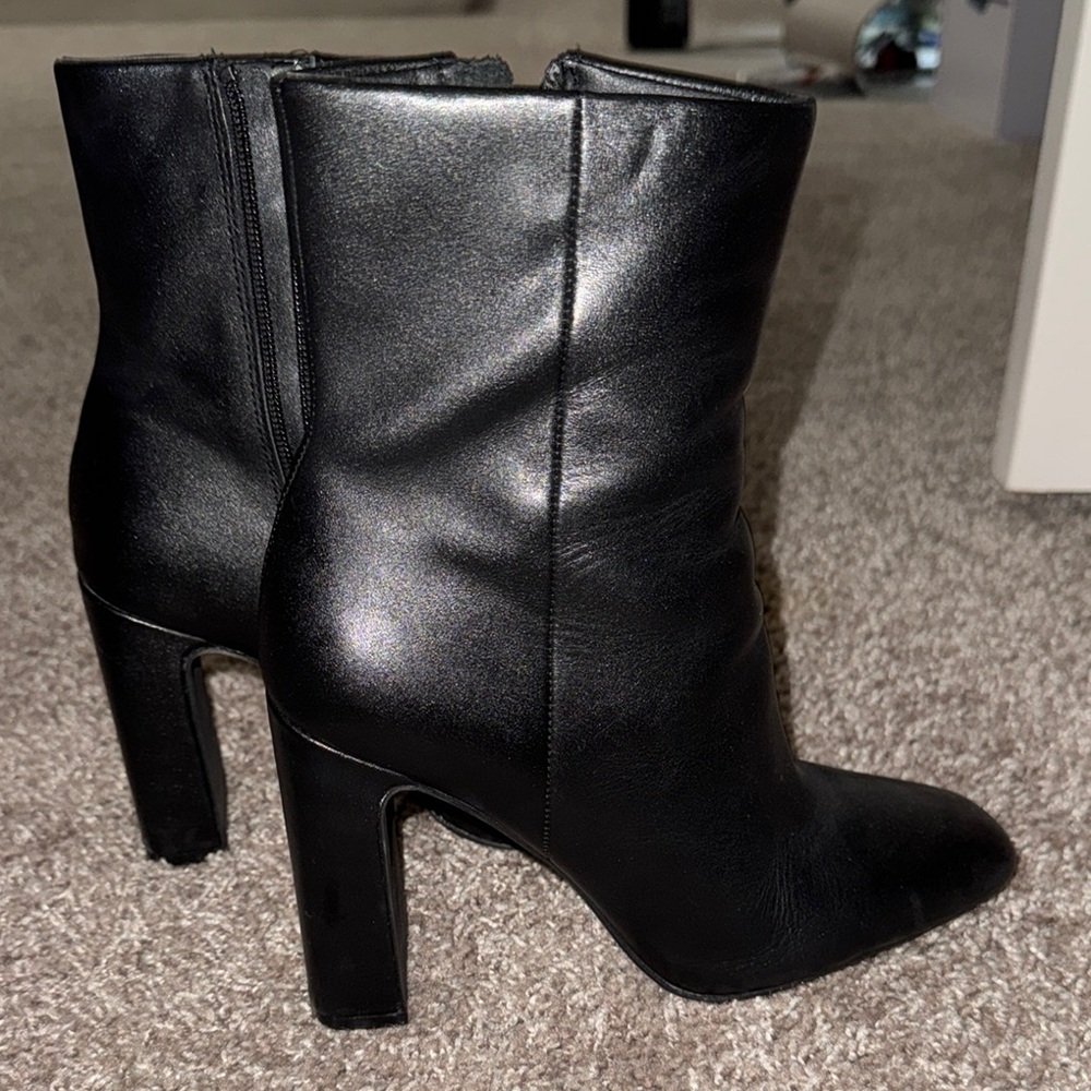 Steve Madden Black Leather High Heel Ankle Boots